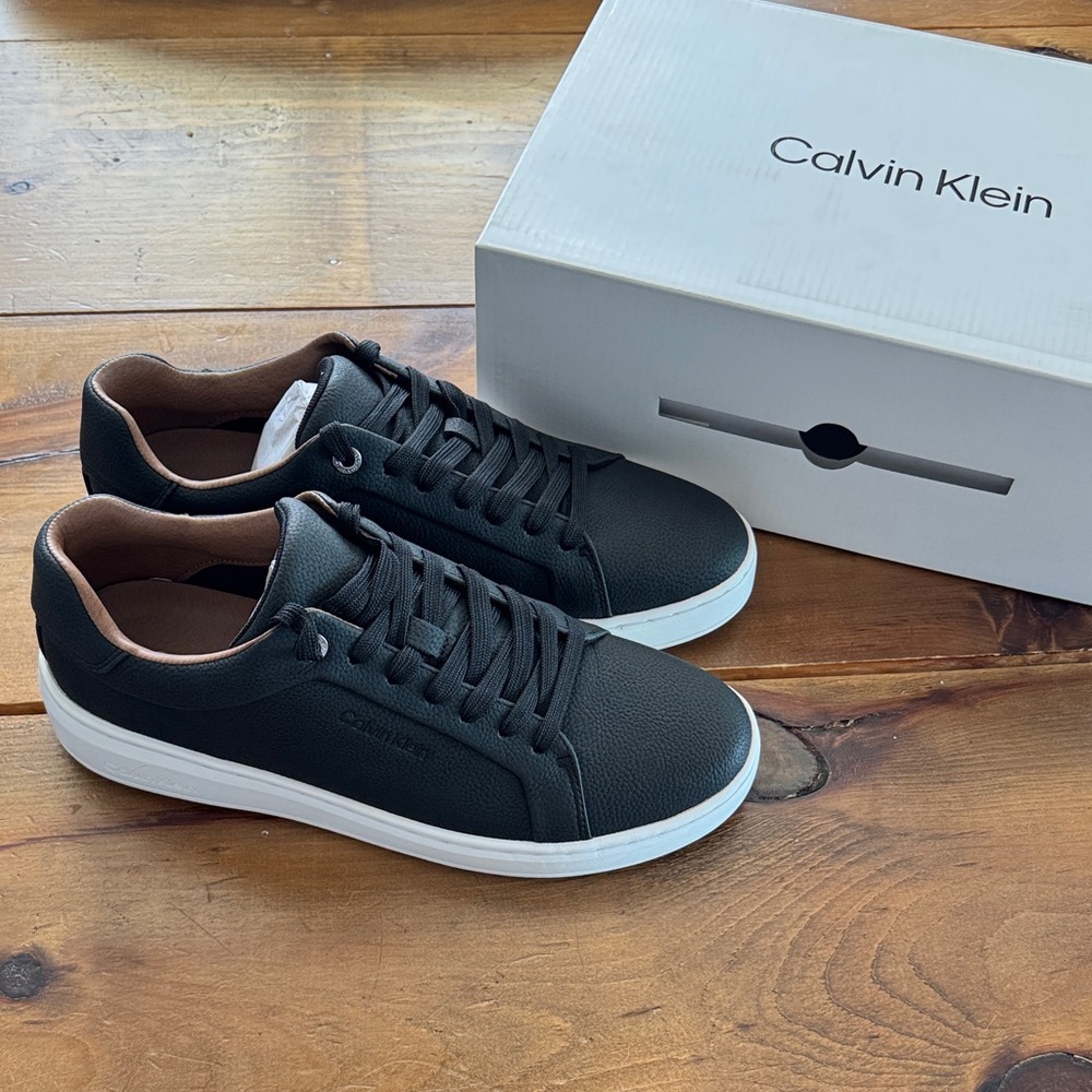 Calvin Klein Black Low-Profile Sneakers with White Soles